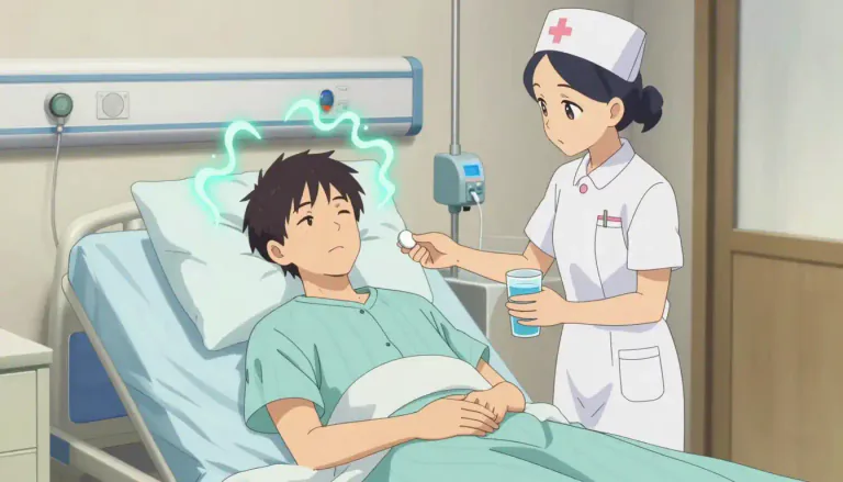 Visual representation of "ondansetron" - A medication used to prevent nausea and vomiting caused by cancer treatments or surgery. It works by blocking certain signals in the brain that trigger nausea.
