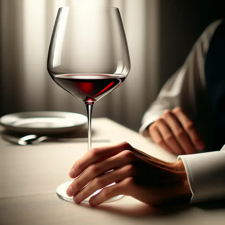 Visual representation of "wrist" - the narrow part of the base of a wine glass