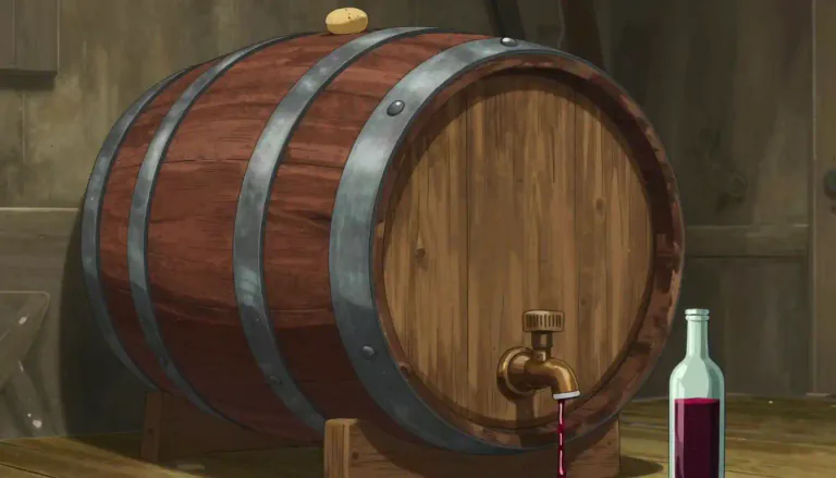 Visual representation of "cask" - A large barrel-like container made of wood, metal, or plastic, used for storing liquids, typically alcoholic drinks.