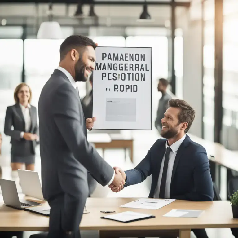 Visual representation of "move into" - To start working in a new job or position.