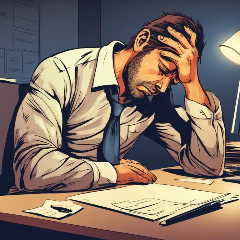 Visual representation of "dead beat" - Being extremely tired.