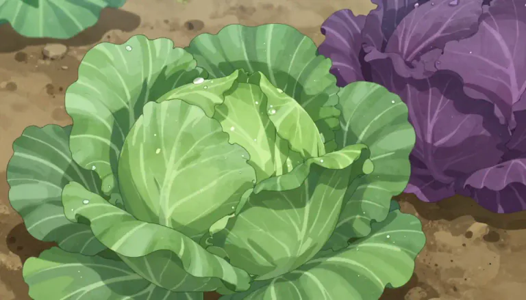 Visual representation of "cabbage" - A vegetable with green or purple leaves, grown for eating.