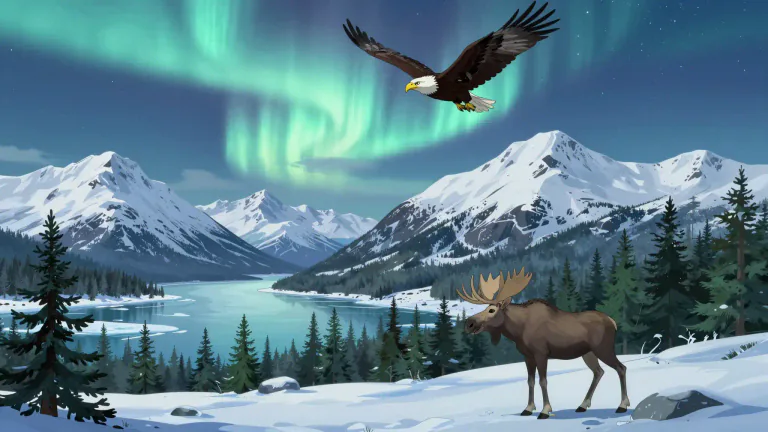 Visual representation of "alaskan" - relating to or characteristic of Alaska or its inhabitants.