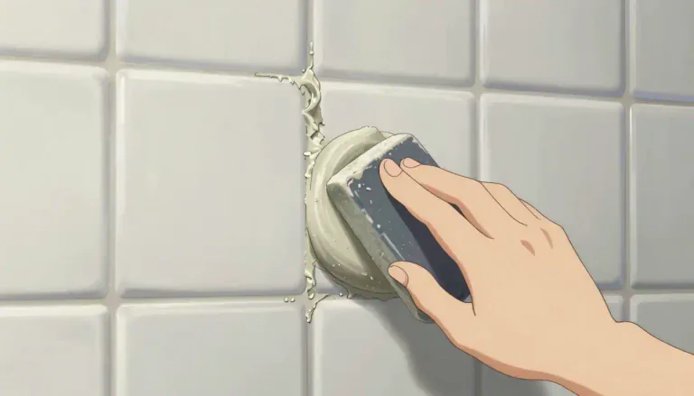 Visual representation of "grout" - A type of paste that hardens to fill gaps or crevices, especially between tiles.
