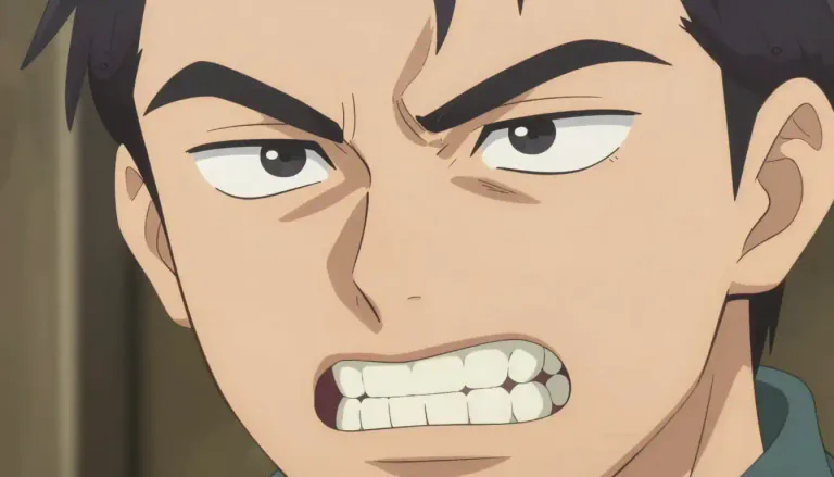 Visual representation of "gnash" - To grind or strike the teeth together as a sign of anger or discomfort