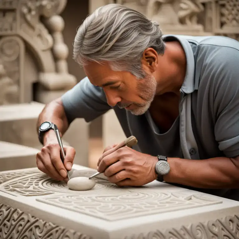 Visual representation of "grave" - To carve or sculpt design or letters onto a hard surface.