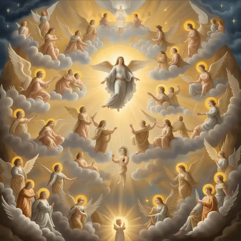 Visual representation of "army" - One of the seven hierarchical groups of angels in traditional Christian angelology.