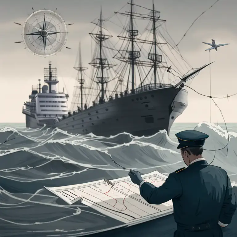 Visual representation of "navigation" - The movement of ships or aircraft from place to place.