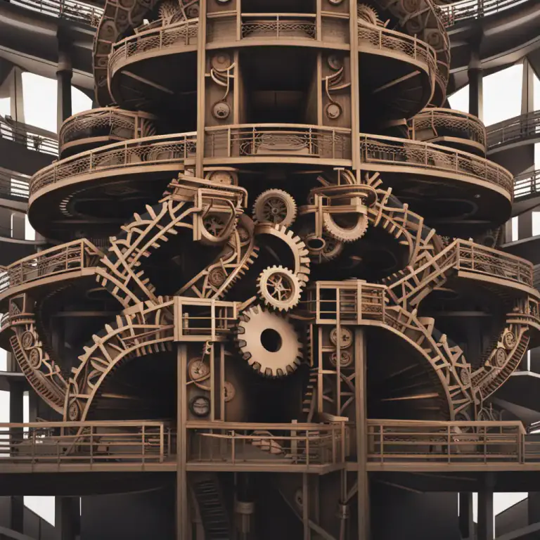 Visual representation of "wheels within wheels" - Activities or organizations characterized by hidden motives or complex and convoluted dealings.