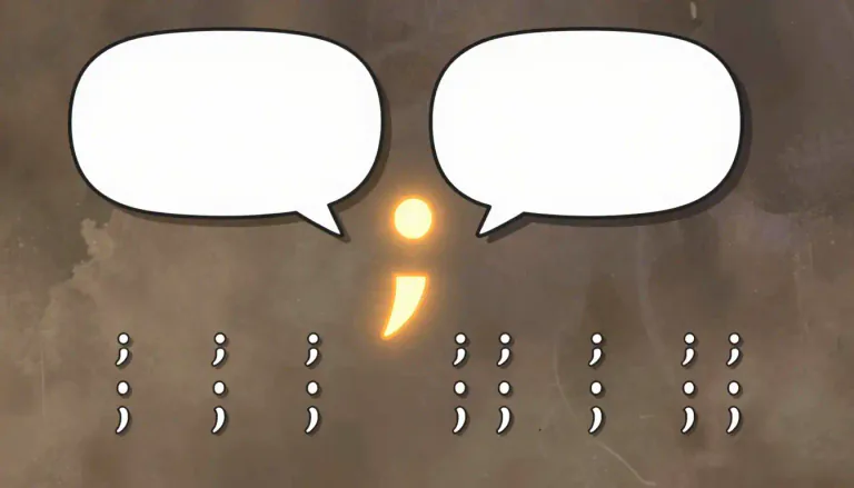 Visual representation of "semicolon" - A punctuation mark (;) used to connect independent clauses of a sentence or to separate items in a list, especially when the items contain commas.