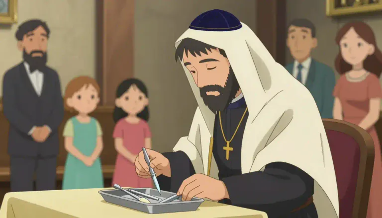 Visual representation of "mohel" - A mohel is a person trained in the Jewish religion to perform the circumcision of infant boys as part of a religious ceremony.