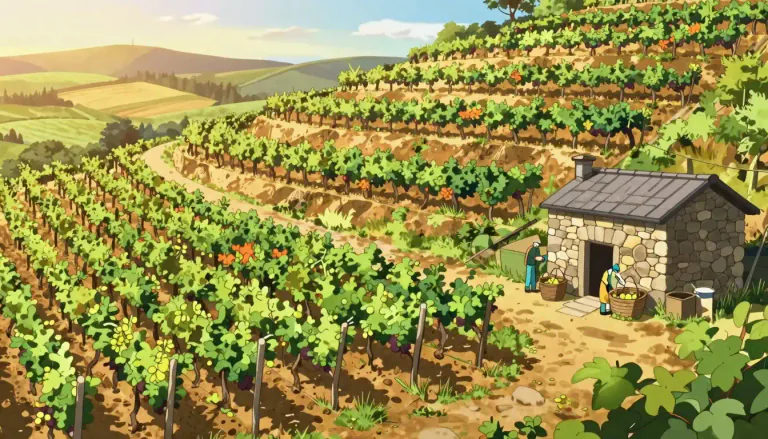 Visual representation of "cru" - A vineyard or group of vineyards, especially one of recognized quality.