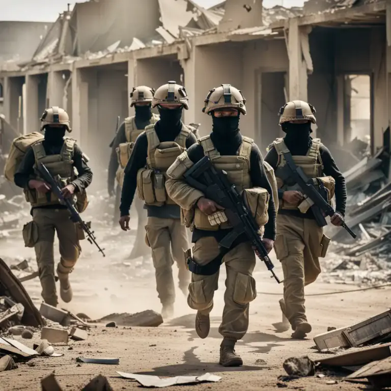 Visual representation of "hostile" - Relating to fighting or a war.