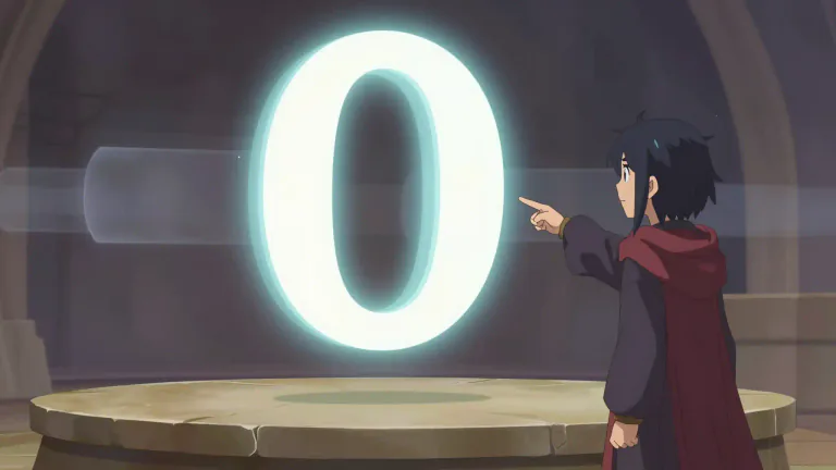 Visual representation of "nought" - The digit 0 or zero.