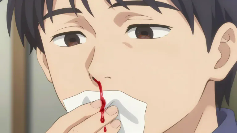 Visual representation of "nosebleed" - Flowing of blood from the nose