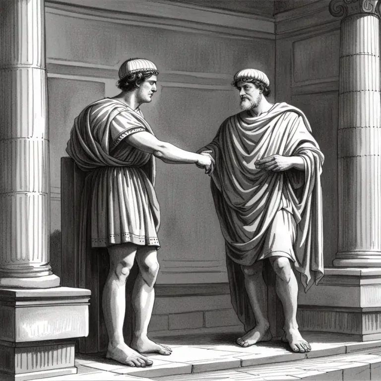 Visual representation of "client" - In ancient Rome, a plebeian protected by a patrician, also known as a patron.