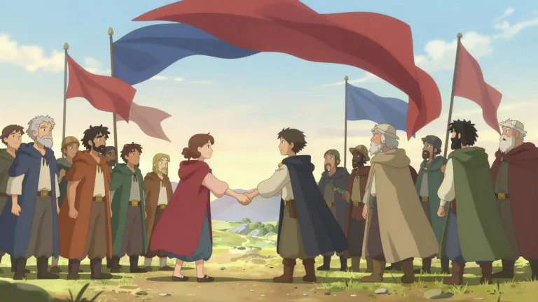 Visual representation of "union" - The action of joining together, or the fact of being joined together.