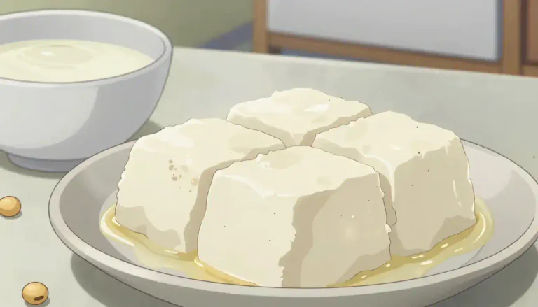 Visual representation of "tofu" - A soft, white food made from soybeans
