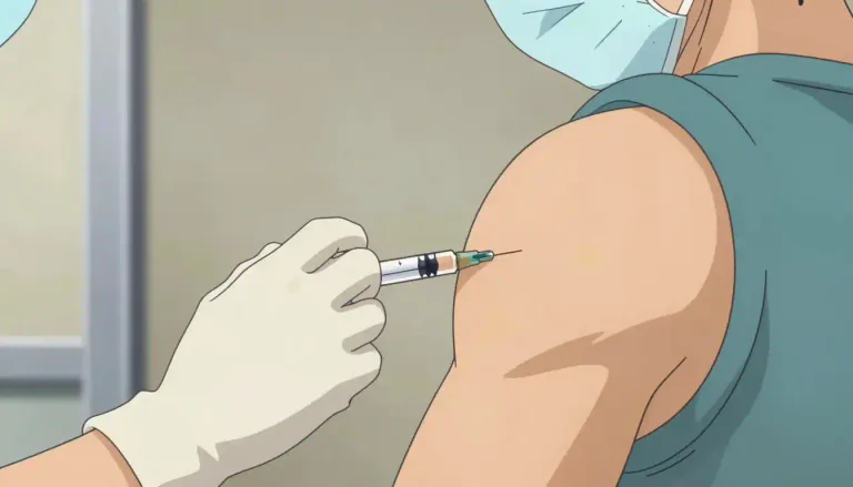 Visual representation of "intramuscularly" - A method of administering medication by injecting it directly into a muscle.