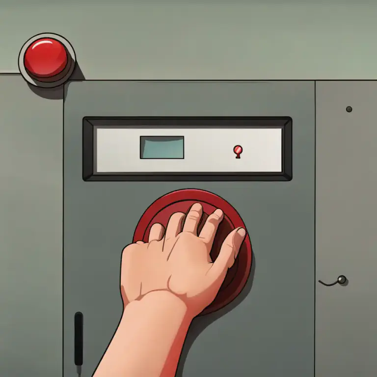 Visual representation of "button" - A knob on a device controlling a machine