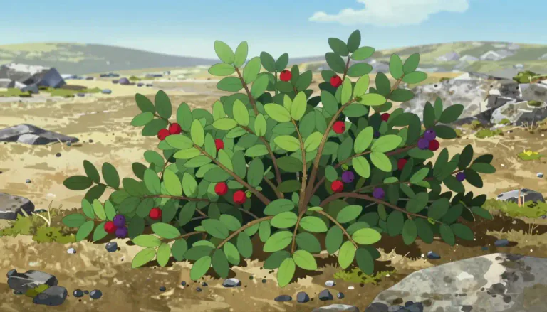 Visual representation of "bearberry" - A low shrub that produces small red or purple berries, often found in northern regions.
