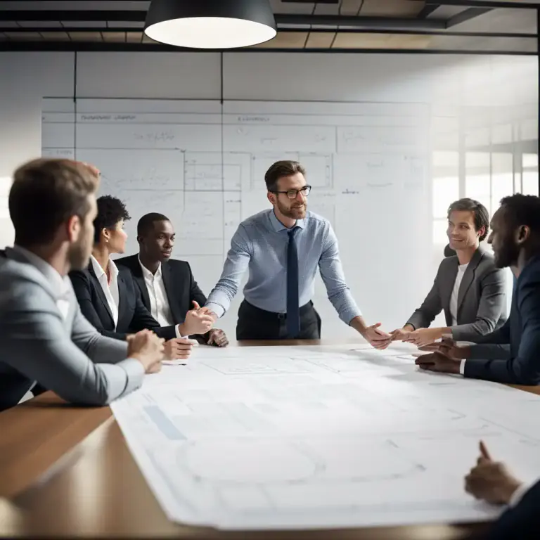 Visual representation of "meet with" - to have a meeting or discussion with someone