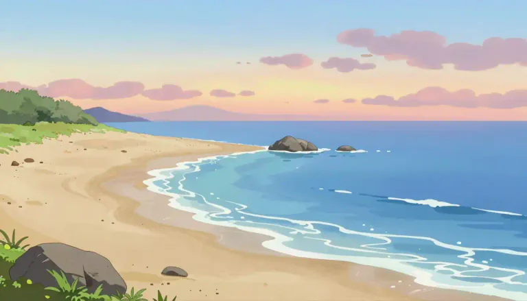 Visual representation of "coastline" - The place where the land meets the sea or ocean.