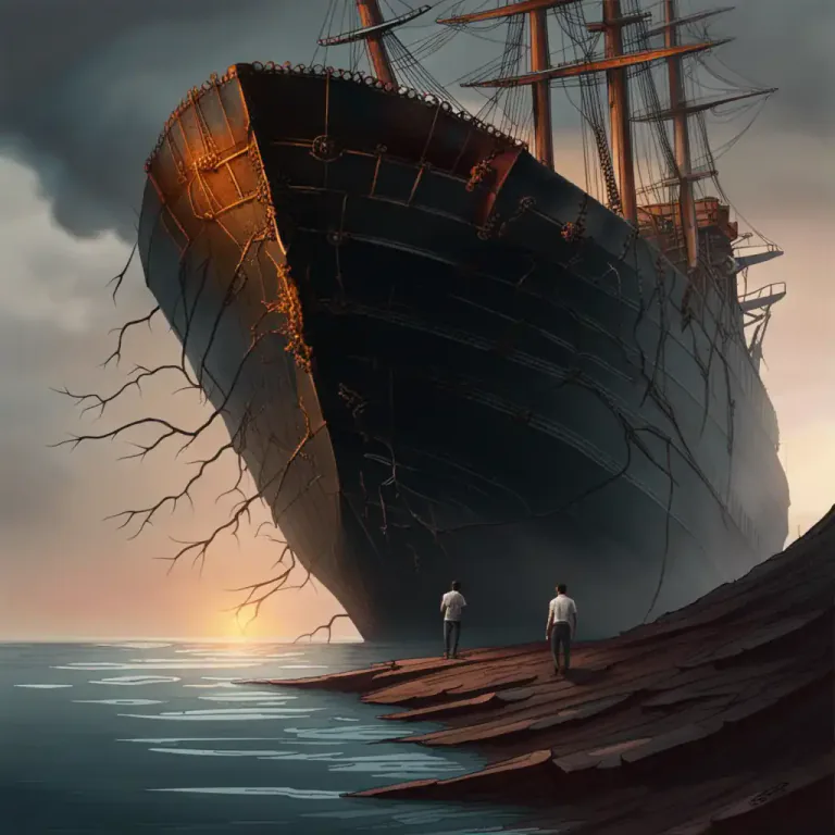 Visual representation of "spoil the ship for a ha’p’orth/ha’pennyworth of tar" - To ruin something important or valuable because of neglect directed towards something small and insignificant