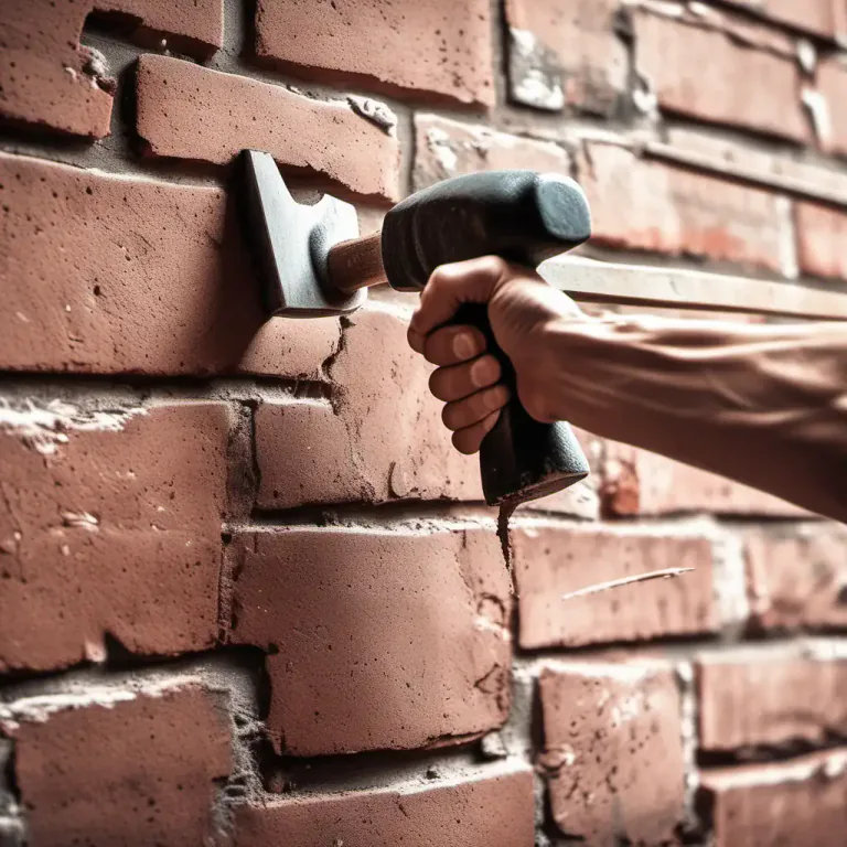 Visual representation of "hammer into" - To fix or attach something by hitting it hard and repeatedly
