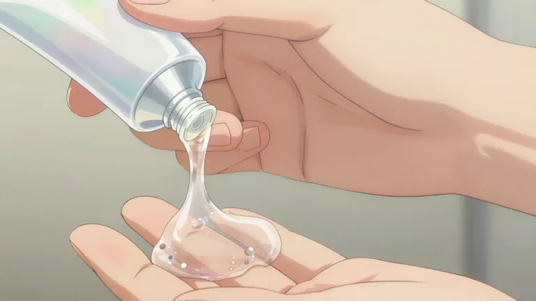 Visual representation of "gel" - A thick, clear, slightly sticky substance, often used in cosmetics or medicine.