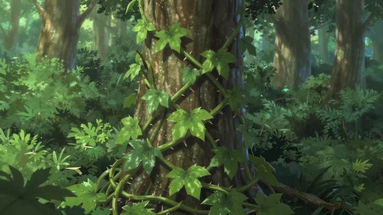 Visual representation of "greenbrier" - A type of thorny vine of the genus Smilax, characterized by its climbing or creeping habit and often found in wooded or shrubby areas.