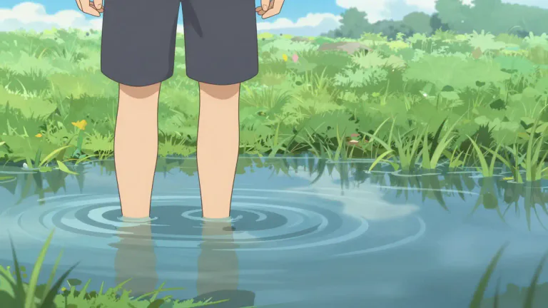 Visual representation of "knee-deep" - If something is knee-deep, it is as high as the knee.