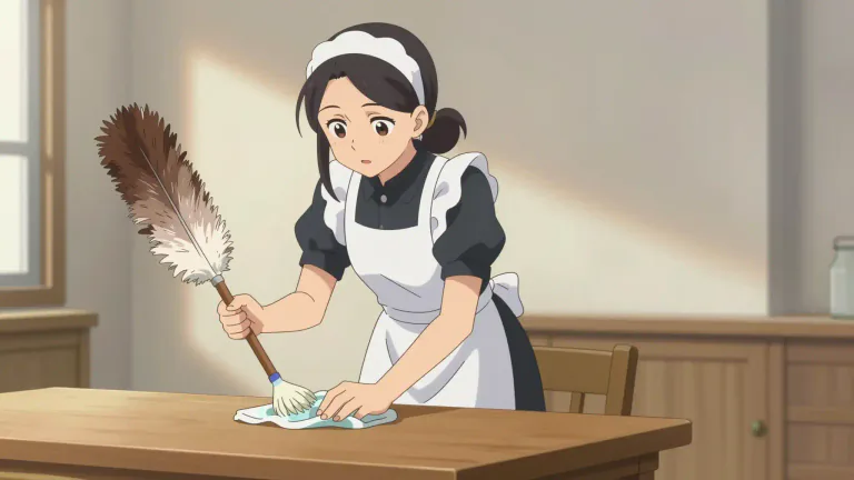 Visual representation of "maid" - A woman or girl employed to do domestic chores