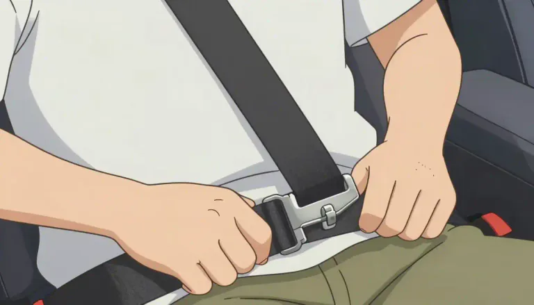 Visual representation of "buckle" - To attach or fasten with a buckle