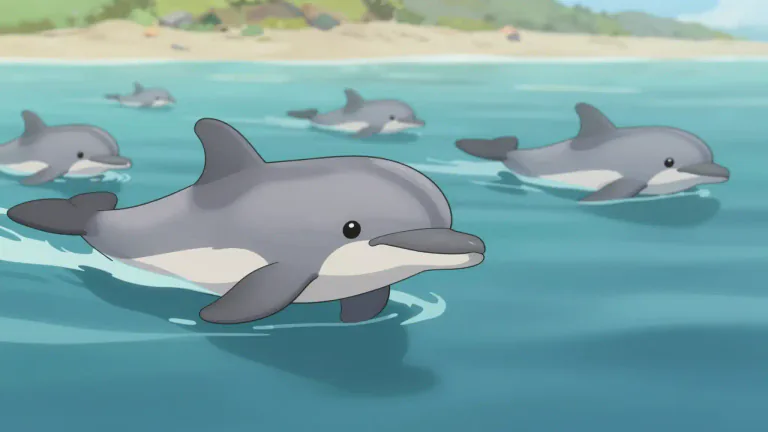 Visual representation of "porpoise" - A small type of water animal similar to a dolphin but smaller and with a different shape.