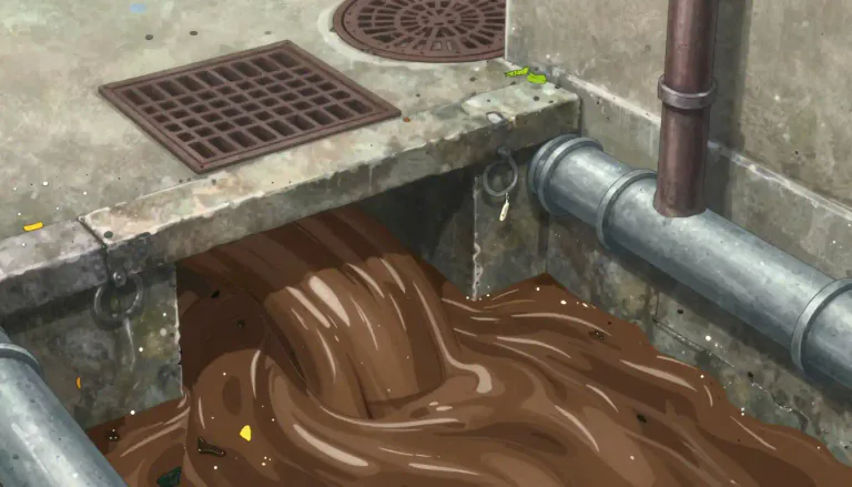 Visual representation of "sewage" - Waste water and materials produced by humans which is carried away by pipes or drains
