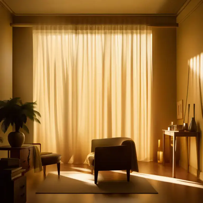 Visual representation of "curtain" - To cover or block something with a curtain or something similar.