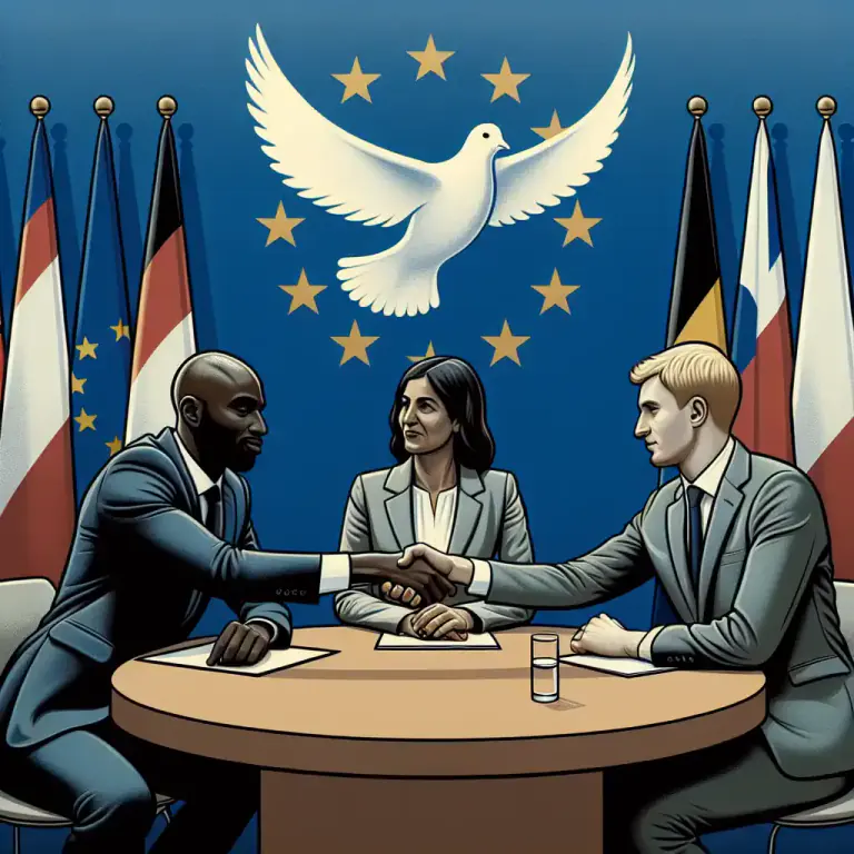 Visual representation of "tripartite" - Involving three people or groups.