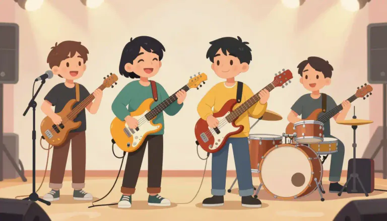 Visual representation of "band" - A group of people who play music together