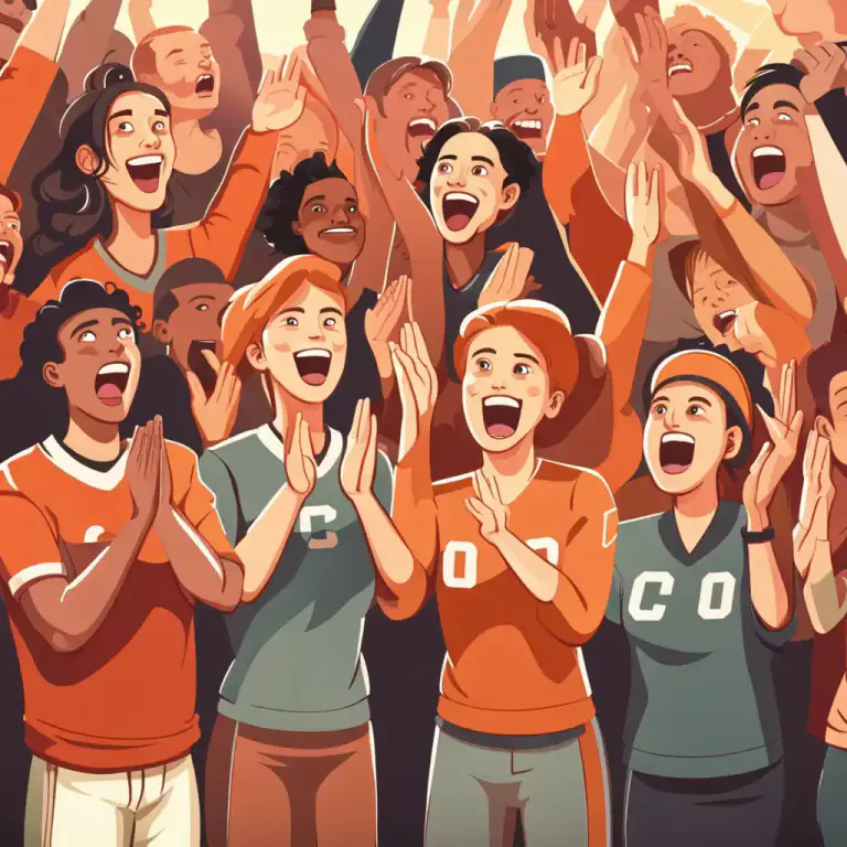 Visual representation of "let’s hear it for…" - An expression used to encourage people to applaud or cheer for someone or something.