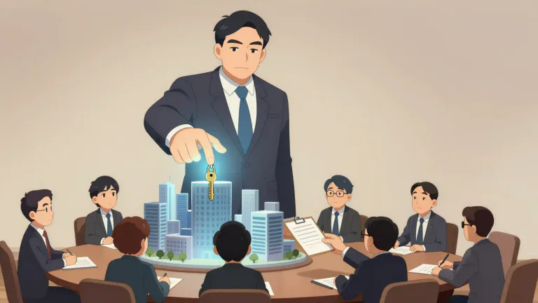 Visual representation of "takeover" - An act of assuming control of something, especially the buying out of one company by another