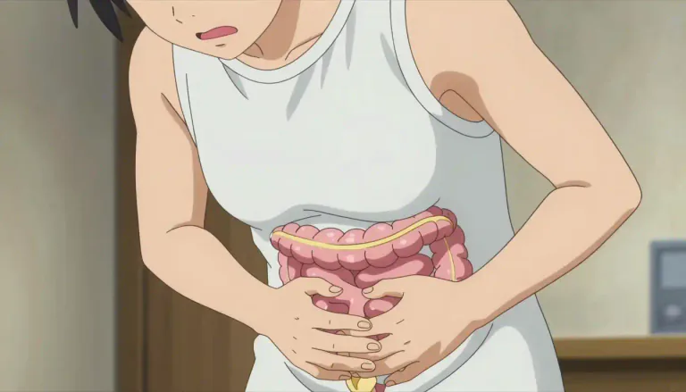Visual representation of "colic" - A severe, often fluctuating pain in the abdomen caused by gas or an obstruction in the intestines.