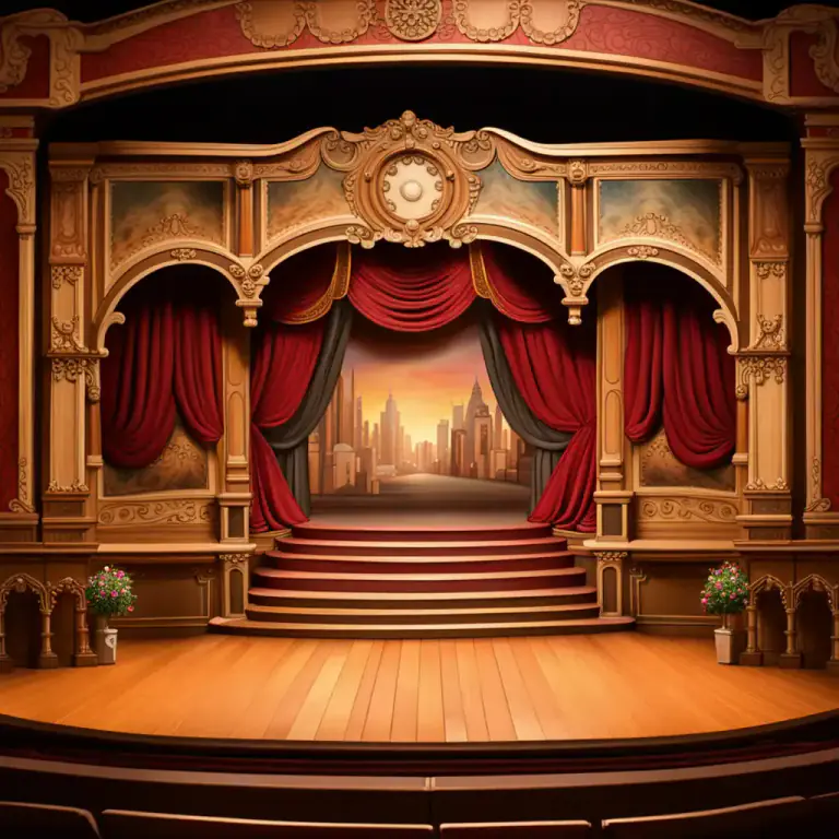 Visual representation of "scenic" - Related to the stage or scenery in a play or drama