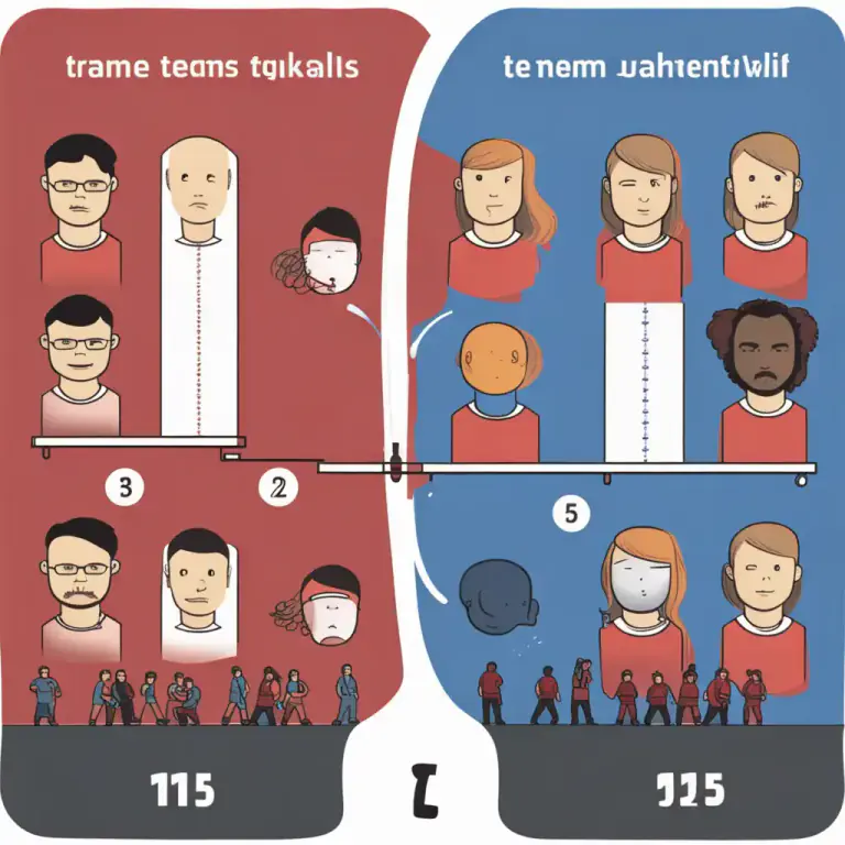 Visual representation of "even up" - To become equal or balanced