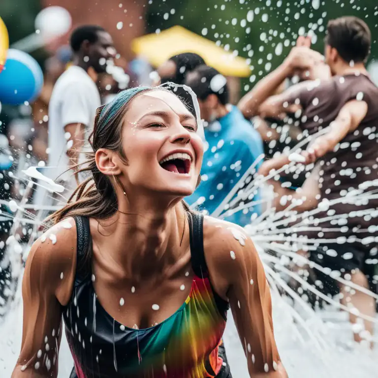 Visual representation of "shower" - To make (someone) wet by splashing water.