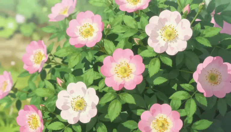 Visual representation of "eglantine" - A kind of rose with sweet-smelling pink or white flowers.