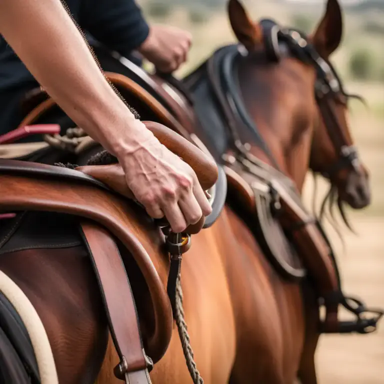 Visual representation of "horn" - The part of the saddle in front facing upwards