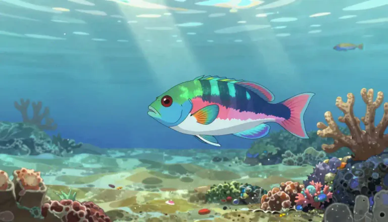 Visual representation of "wrasse" - A type of fish, often brightly colored, found mainly in warm seas