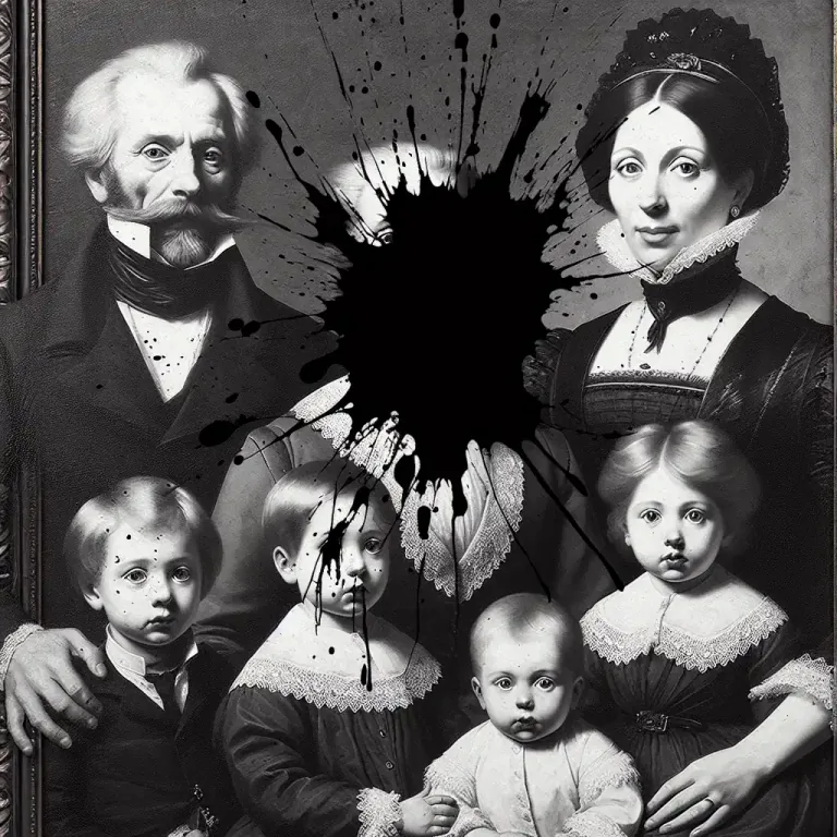 Visual representation of "blot" - A thing that spoils or damages something's appearance or quality