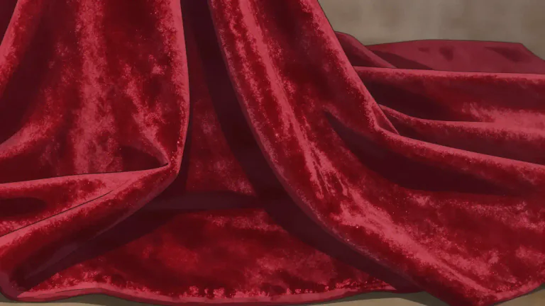 Visual representation of "velvet" - A soft fabric with a silky surface and a plain underside.